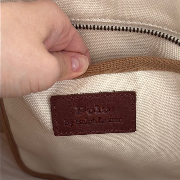 Ralph Lauren Cream Canvas Tote with Brown Trim - Picture 4 of 6